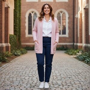 J Crew‎ Womens XXL Cotton Sweater Blazer Open Front Office Preppy Career Pink